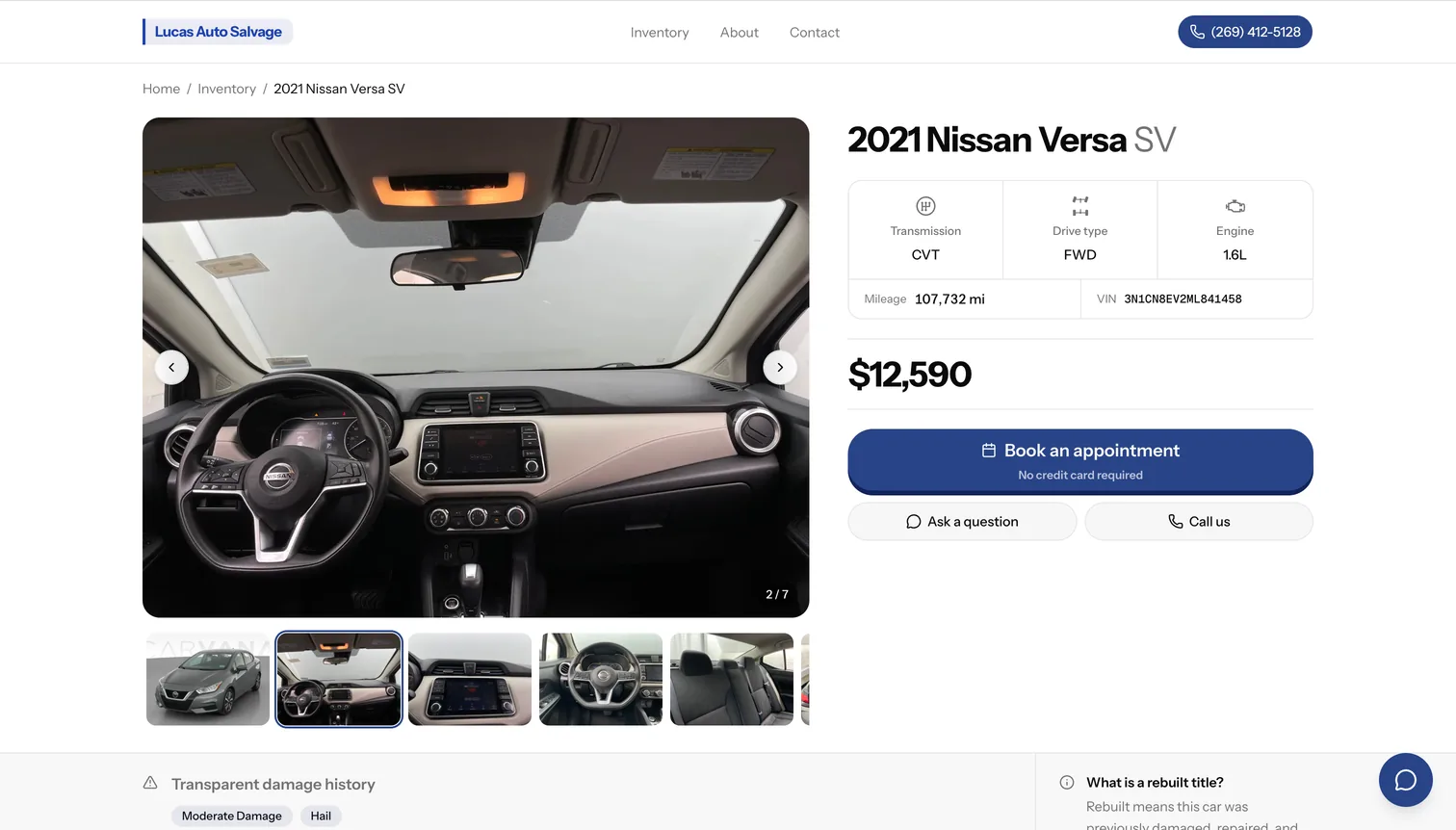 Yardbase storefront home page with inventory search and featured vehicles